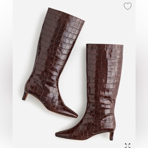 Madewell Shoes - Madewell The Dimes Leather Kitten-Heel Knee Boot Chocolate Raisin Women Size 7